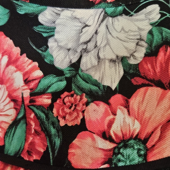 Anthropologie Black Multi-Color Floral Button Front Midi Shirt Dress,Medium - Picture 6 of 16